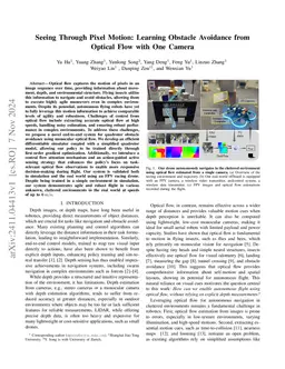 Seeing Through Pixel Motion: Learning Obstacle Avoidance from Optical Flow with One Camera