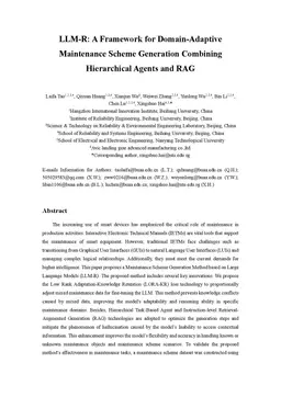 LLM-R: A Framework for Domain-Adaptive Maintenance Scheme Generation
  Combining Hierarchical Agents and RAG