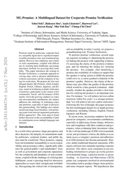 ML-Promise: A Multilingual Dataset for Corporate Promise Verification