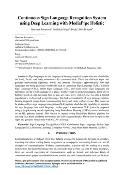 Continuous Sign Language Recognition System using Deep Learning with
  MediaPipe Holistic