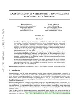A Generalisation of Voter Model: Influential Nodes and Convergence Properties