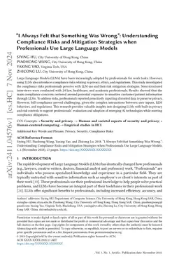 "I Always Felt that Something Was Wrong.": Understanding Compliance
  Risks and Mitigation Strategies when Professionals Use Large Language Models
