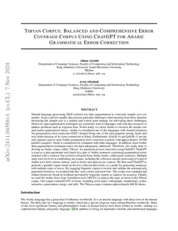 Tibyan Corpus: Balanced and Comprehensive Error Coverage Corpus Using
  ChatGPT for Arabic Grammatical Error Correction