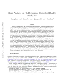 Sharp Analysis for KL-Regularized Contextual Bandits and RLHF