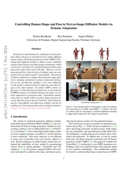 Controlling Human Shape and Pose in Text-to-Image Diffusion Models via
  Domain Adaptation