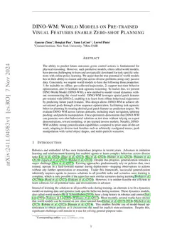 DINO-WM: World Models on Pre-trained Visual Features enable Zero-shot Planning