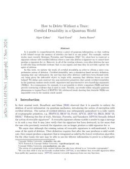 How to Delete Without a Trace: Certified Deniability in a Quantum World