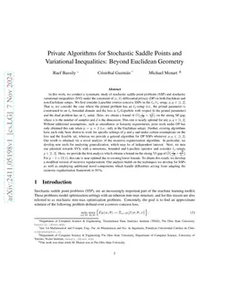 Private Algorithms for Stochastic Saddle Points and Variational
  Inequalities: Beyond Euclidean Geometry