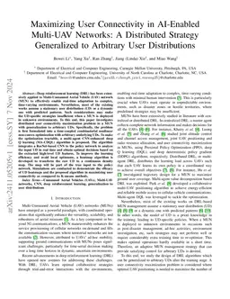 Maximizing User Connectivity in AI-Enabled Multi-UAV Networks: A
  Distributed Strategy Generalized to Arbitrary User Distributions