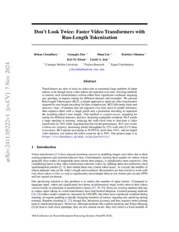 Don't Look Twice: Faster Video Transformers with Run-Length Tokenization