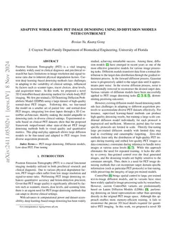 Adaptive Whole-Body PET Image Denoising Using 3D Diffusion Models with
  ControlNet