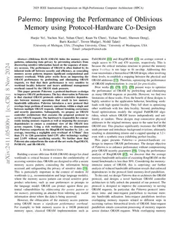 Palermo: Improving the Performance of Oblivious Memory using
  Protocol-Hardware Co-Design