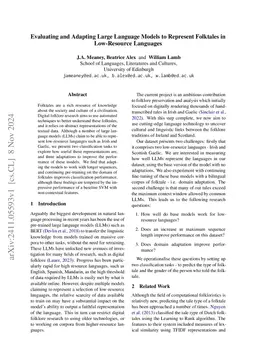 Evaluating and Adapting Large Language Models to Represent Folktales in
  Low-Resource Languages