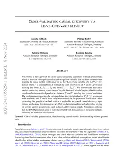 Cross-validating causal discovery via Leave-One-Variable-Out