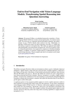 End-to-End Navigation with Vision Language Models: Transforming Spatial
  Reasoning into Question-Answering