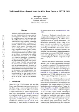 Multi-hop Evidence Pursuit Meets the Web: Team Papelo at FEVER 2024