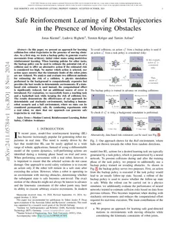 Safe Reinforcement Learning of Robot Trajectories in the Presence of
  Moving Obstacles