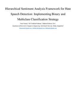 Hierarchical Sentiment Analysis Framework for Hate Speech Detection:
  Implementing Binary and Multiclass Classification Strategy