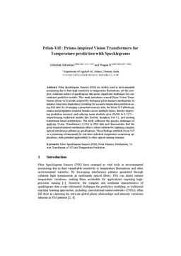 Prion-ViT: Prions-Inspired Vision Transformers for Temperature prediction with Specklegrams