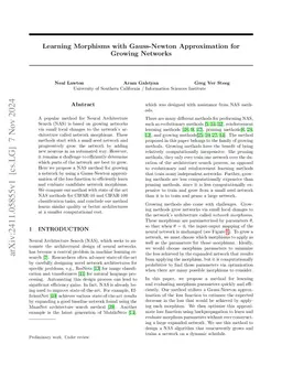 Learning Morphisms with Gauss-Newton Approximation for Growing Networks
