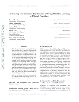 Evaluating the Economic Implications of Using Machine Learning in
  Clinical Psychiatry