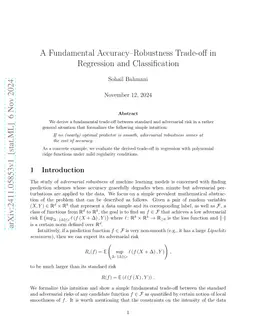 A Fundamental Accuracy--Robustness Trade-off in Regression and Classification