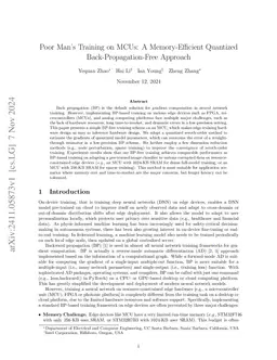 Poor Man's Training on MCUs: A Memory-Efficient Quantized
  Back-Propagation-Free Approach