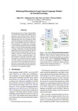 Reducing Distraction in Long-Context Language Models by Focused Learning