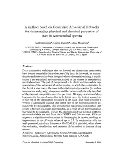 A method based on Generative Adversarial Networks for disentangling
  physical and chemical properties of stars in astronomical spectra