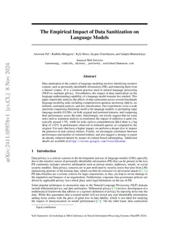 The Empirical Impact of Data Sanitization on Language Models