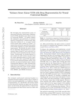 Variance-Aware Linear UCB with Deep Representation for Neural Contextual Bandits