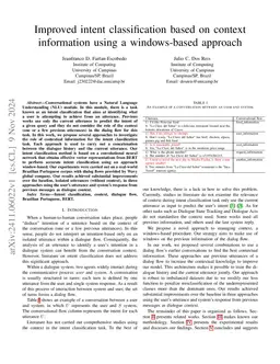 Improved intent classification based on context information using a
  windows-based approach