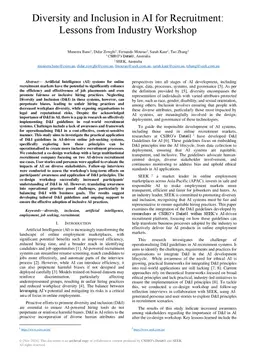 Diversity and Inclusion in AI for Recruitment: Lessons from Industry
  Workshop