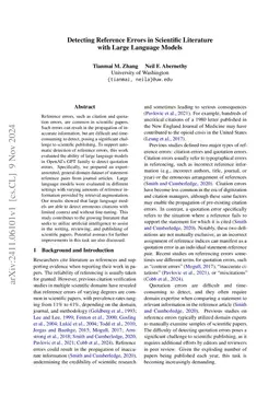 Detecting Reference Errors in Scientific Literature with Large Language
  Models