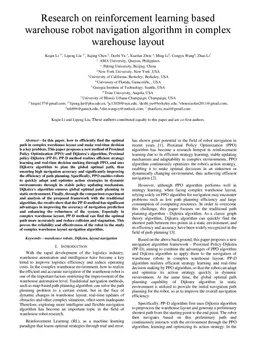 Research on reinforcement learning based warehouse robot navigation
  algorithm in complex warehouse layout