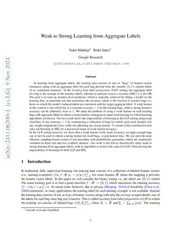 Weak to Strong Learning from Aggregate Labels