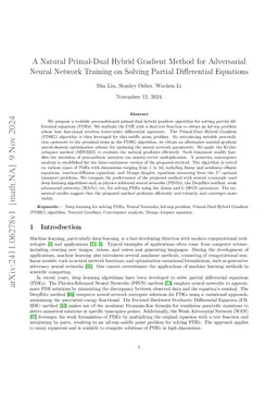 A Natural Primal-Dual Hybrid Gradient Method for Adversarial Neural Network Training on Solving Partial Differential Equations