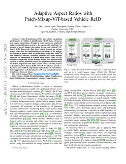 Adaptive Aspect Ratios with Patch-Mixup-ViT-based Vehicle ReID