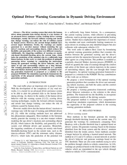 Optimal Driver Warning Generation in Dynamic Driving Environment