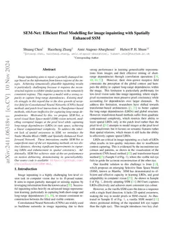 SEM-Net: Efficient Pixel Modelling for image inpainting with Spatially
  Enhanced SSM