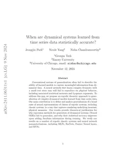 When are dynamical systems learned from time series data statistically accurate?