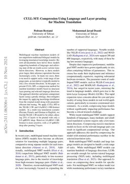 CULL-MT: Compression Using Language and Layer pruning for Machine
  Translation