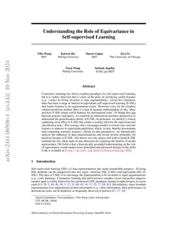 Understanding the Role of Equivariance in Self-supervised Learning