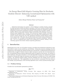 An Energy-Based Self-Adaptive Learning Rate for Stochastic Gradient
  Descent: Enhancing Unconstrained Optimization with VAV method