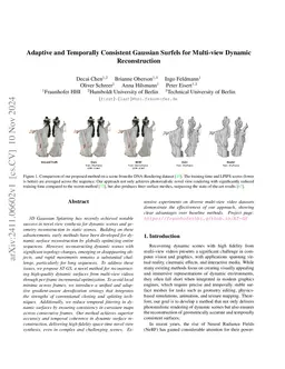Adaptive and Temporally Consistent Gaussian Surfels for Multi-view
  Dynamic Reconstruction