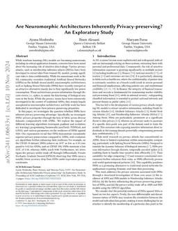 Are Neuromorphic Architectures Inherently Privacy-preserving? An Exploratory Study