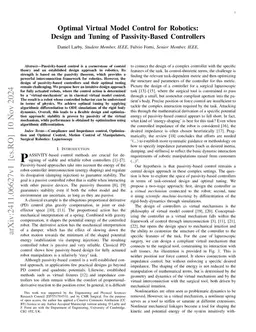 Optimal Virtual Model Control for Robotics: Design and Tuning of Passivity-Based Controllers