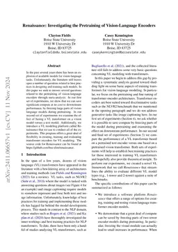 Renaissance: Investigating the Pretraining of Vision-Language Encoders