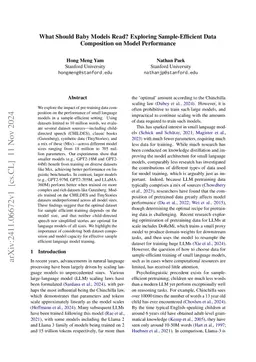 What Should Baby Models Read? Exploring Sample-Efficient Data
  Composition on Model Performance