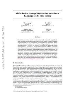 Model Fusion through Bayesian Optimization in Language Model Fine-Tuning